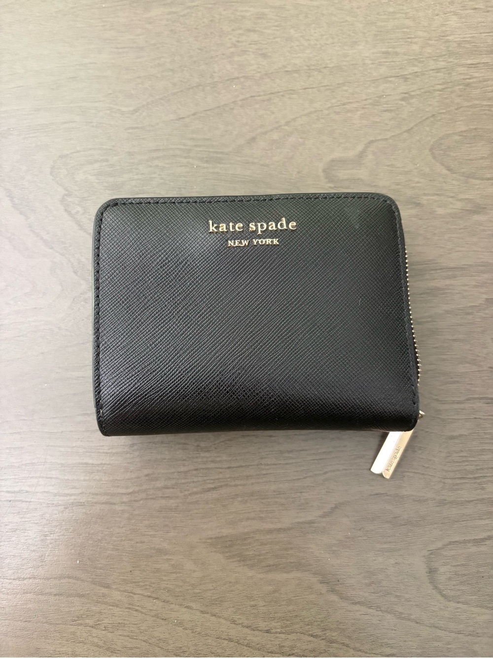 kate spade Black Saffiano Zip Around Wallet